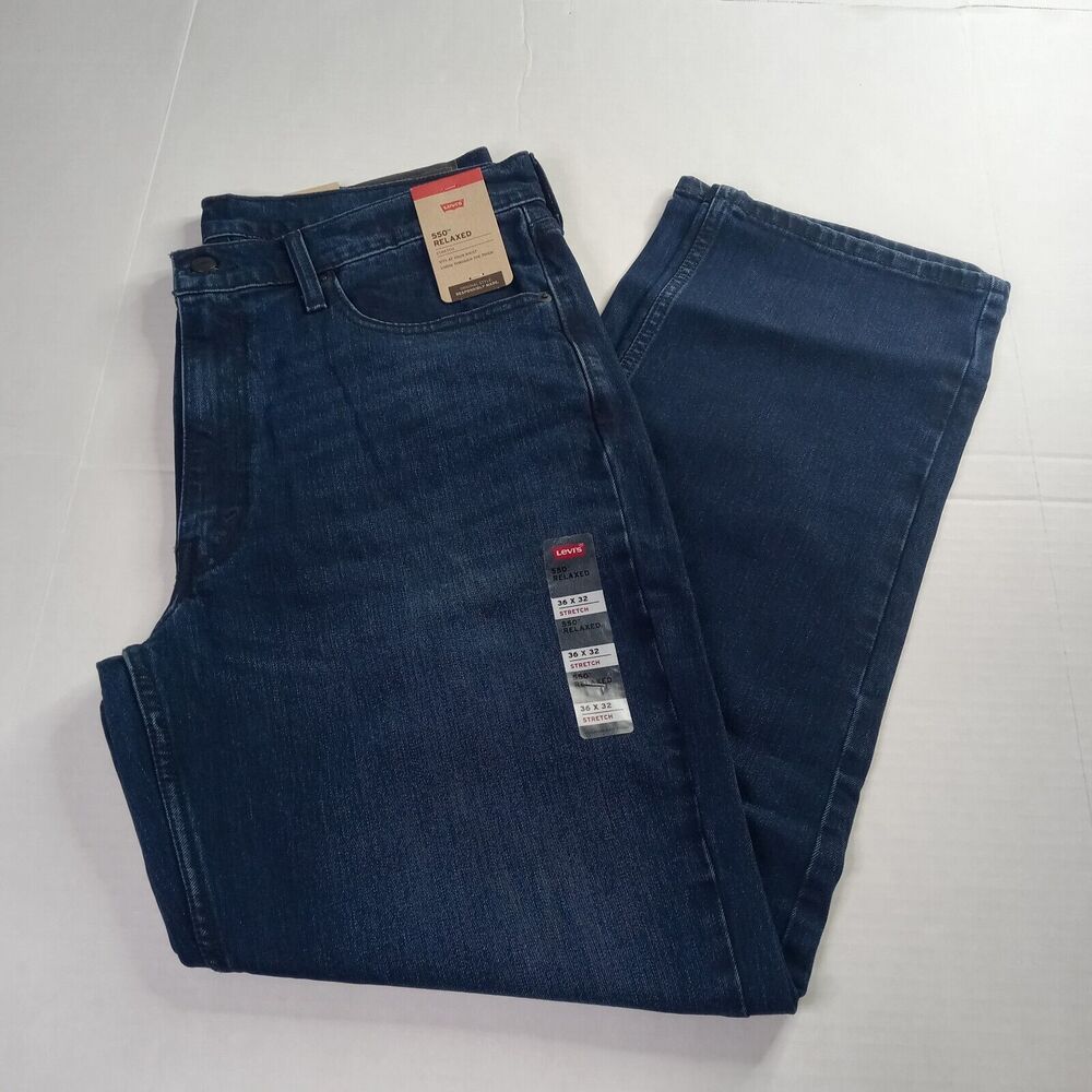 Levi's 550 Relaxed Jeans Men’s Size 36x32 Blue Stretch‎ Loose Straight Leg